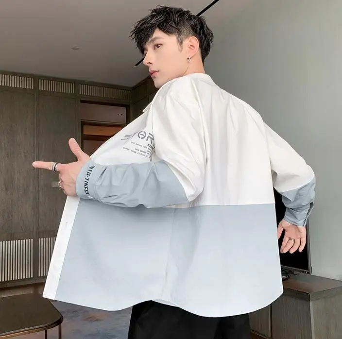 Nauja Stiliaus Marškinėliai Vyrams Jaunimo Pavasario Ir Rudens Mados Atsitiktinis Palaidų Korėjos Stiliaus Sumaišytų Spalvų Sandūros Striukė