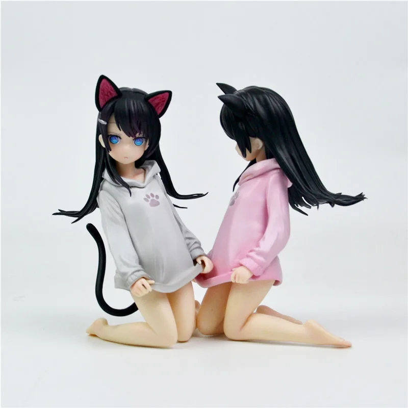 OCHI LIPKA Katė-nulėpausį mergina Ooki Ripuka pilka Pav PVC Modelio surinkimo žaislų dovanos 16cm