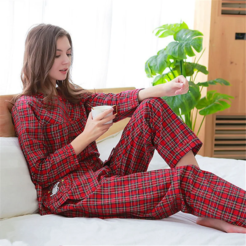 Pavasarį Moterys Pižama Nustatyti Sleepwear Juostele ilgomis Rankovėmis Turn-žemyn Mielas Medvilnės Moterų Pijama Atsitiktinis Homewear Moteriškos Pižamos
