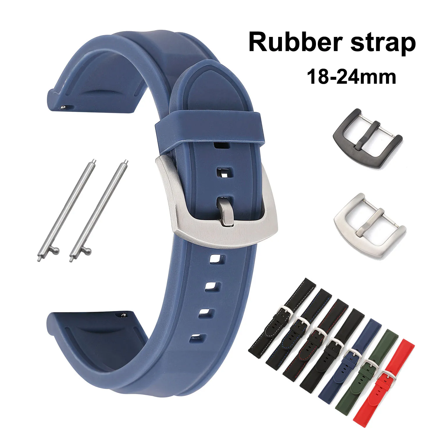 Quick Release Pins Sport Rubber Watch Strap 18mm 20mm 22mm 24mm Replacement Silicone Watchband Waterproof Wrist Watch Band Belt