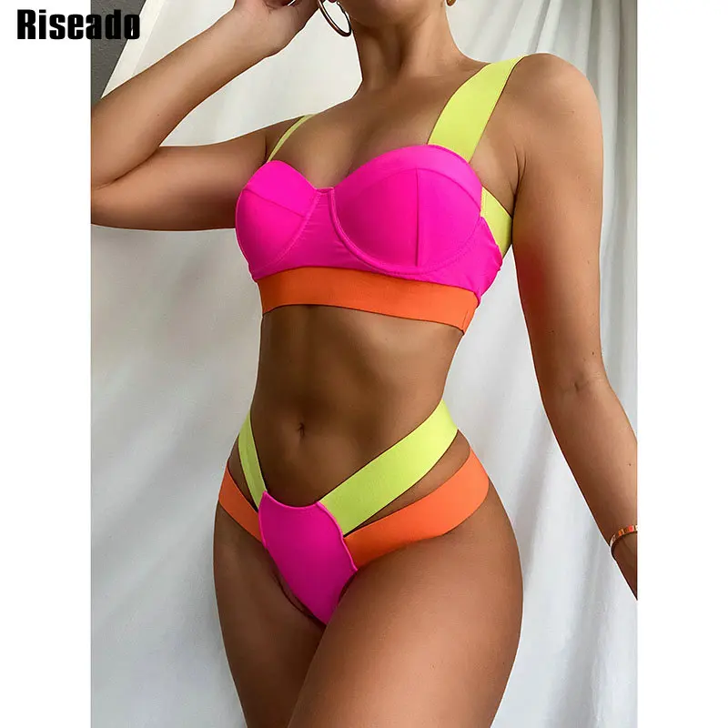 Riseado Push Up Bikinis 2021 Kratinys Maudymosi Kostiumėlį, Maudymosi Kostiumėliai Moterims Seksualus Bikini Komplektas Brazilijos Bikini Thong Vasaros Rožė, Maudymosi Kostiumą