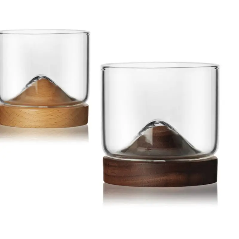 Senas Senamadiškas Stiklo Airiško Viskio Stiklo Rinkinys Mažas Kalnų su Mediniais Unikali Dovana Viskis (Bourbon Scotch Meilužis 4oz