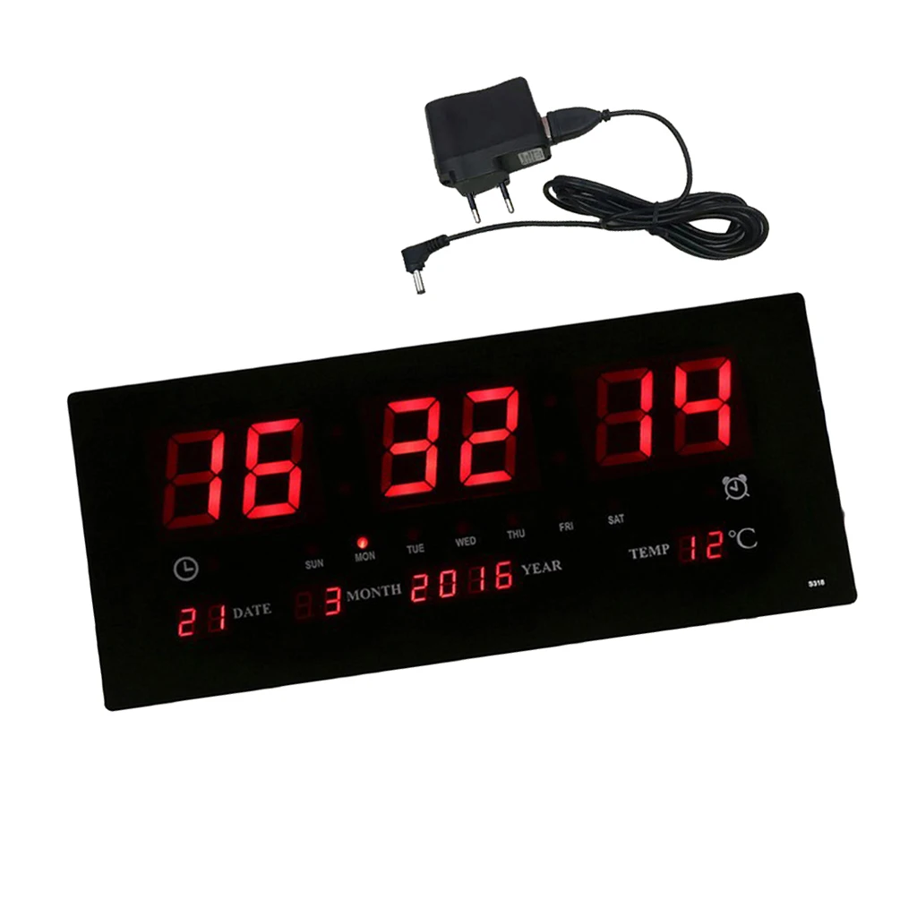 Skaitmeninis Sieninis Laikrodis LED Laiko Kalendorius Temperatūros Elektros Žadintuvas ES