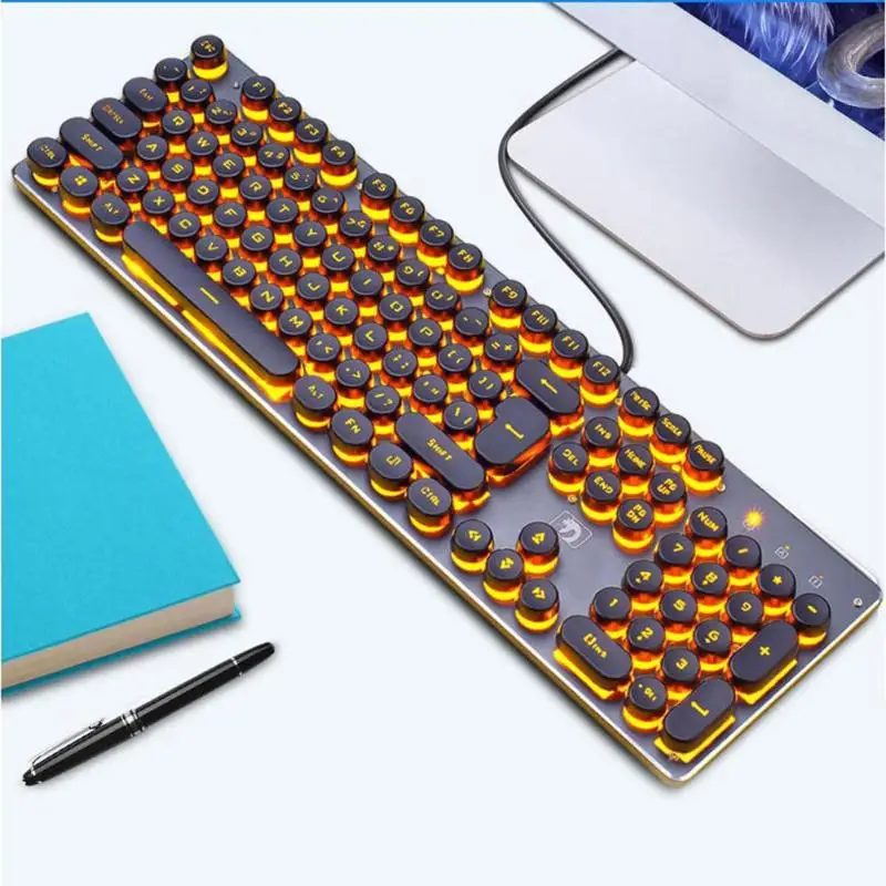 Steampunk Retro Keycap USB Laidinio Žėrintis Backlit Gaming Keyboard 104 Klavišų Klaviatūra Nešiojamas Kompiuteris Skatinimo
