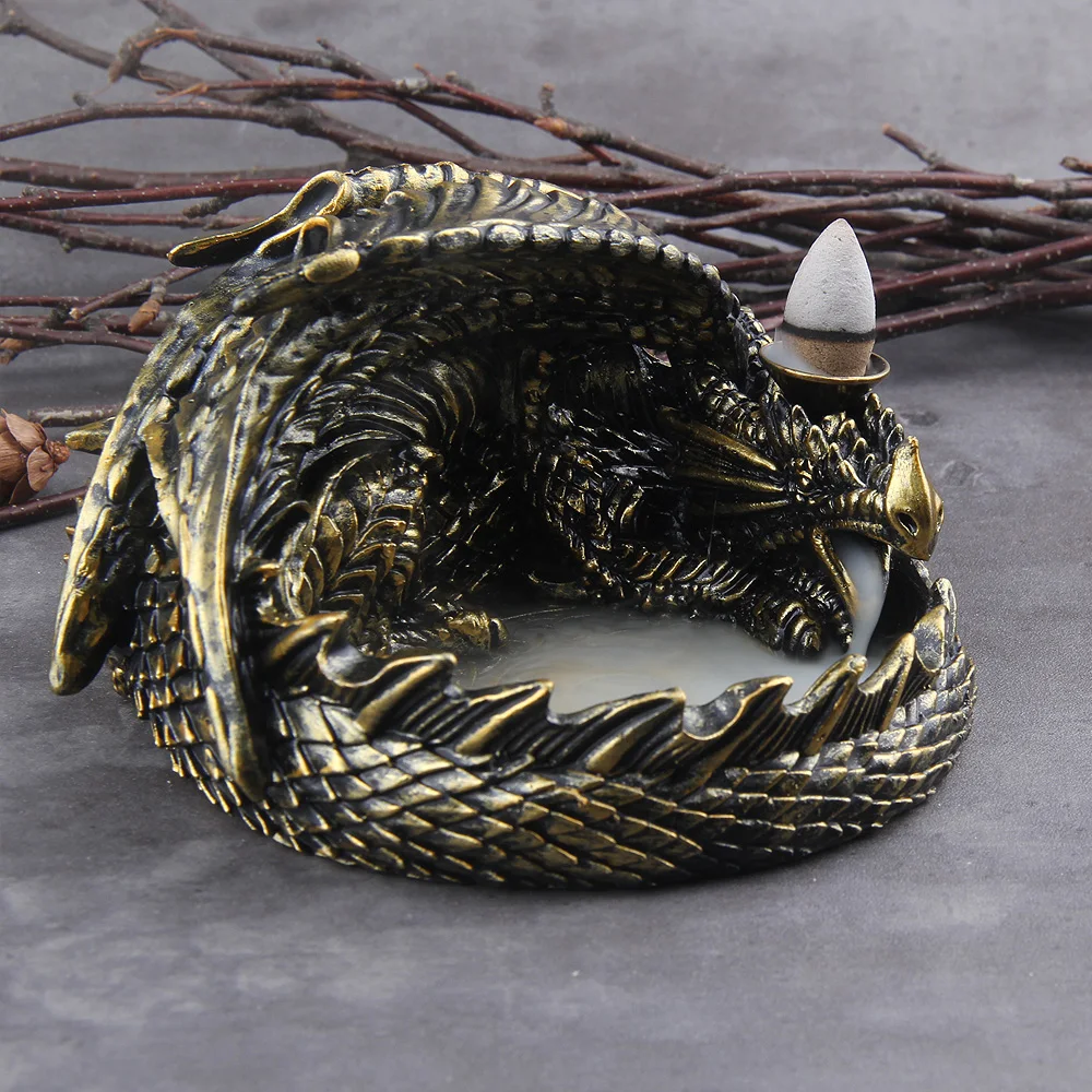 Su 10Cones Dovana Krioklys Smilkalų Degiklis Keramikos Smilkalų Laikiklis Vikingų Drakonas Papuošalų su nerūdijančio plieno žiedas dovana