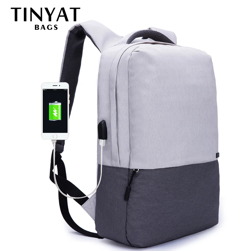 TINYAT Vyrų Laptop Backpack For 15.6 colių USB Įkrovimo Kuprinės Kompiuterių apsaugos nuo vagysčių Maišelį Mokyklos Kuprinė Maišelis Kelionės Moterų Mochila