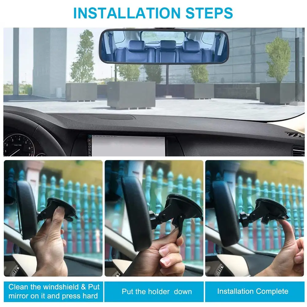 Universali Galinio vaizdo Veidrodėlis Anti-glare Automobilių, Sunkvežimių Interjero 360 Laipsnių Pasukti Galinio vaizdo Veidrodėliai Su siurbtuko Mėlyna Atvirkštinio Veidrodis