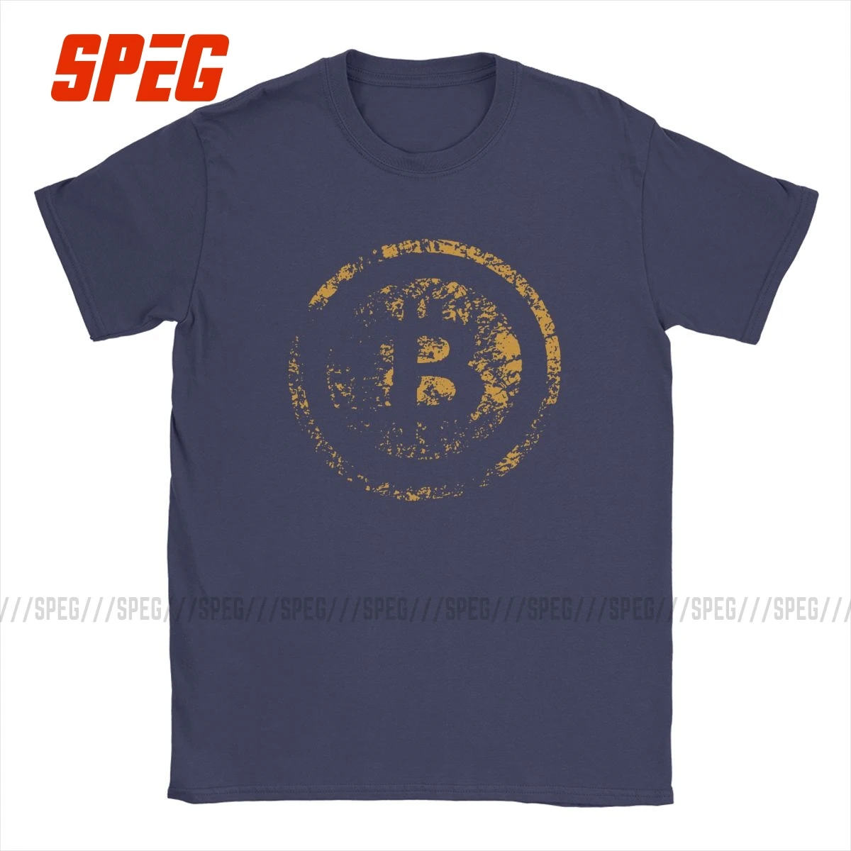 Vyrų Derliaus Bitcoin Logotipas Grunge T Shirts Kriptografijos Vatos Pagaliukai Derliaus Trumpas Rankovės Crewneck Trišakiai Plius Dydžio Marškinėlius