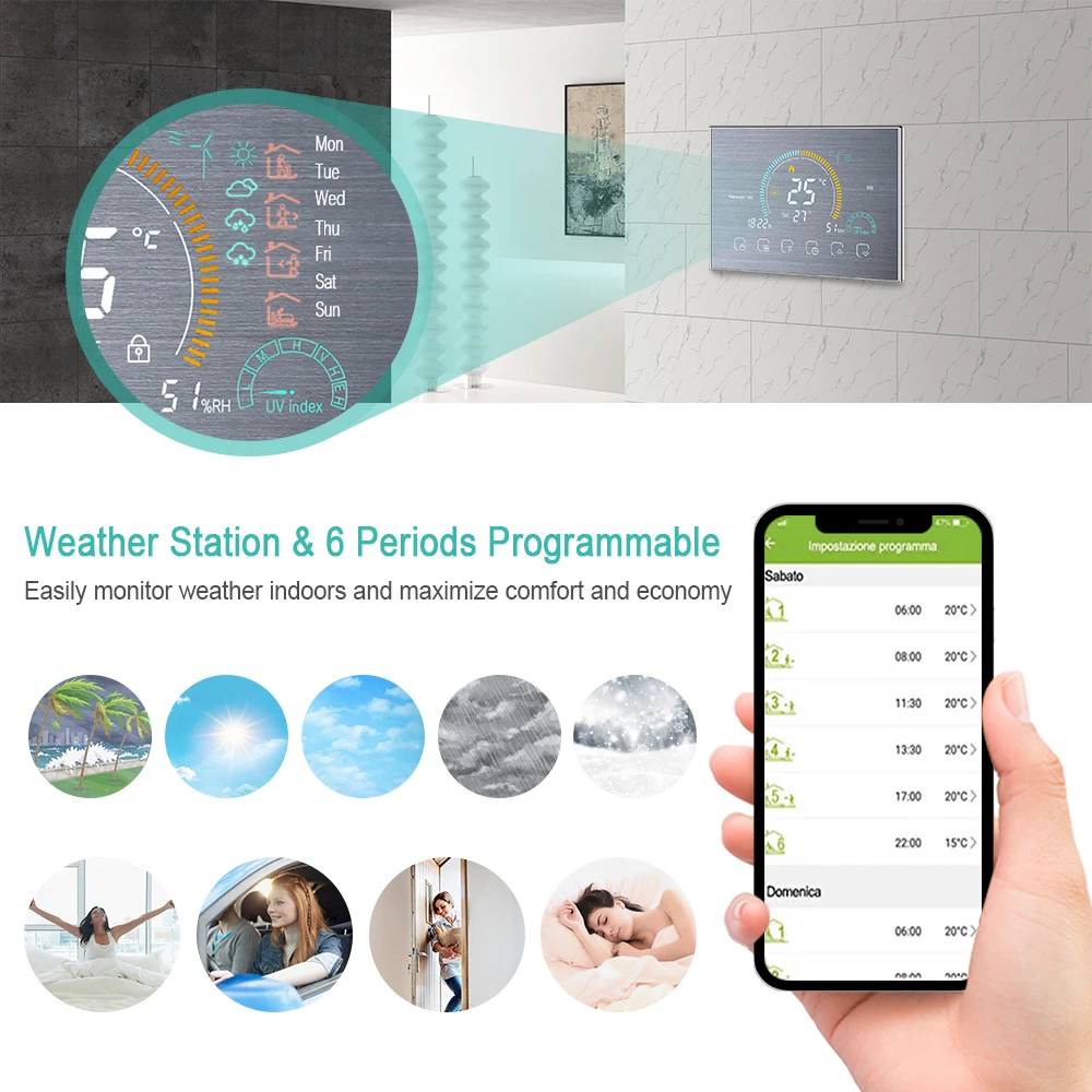 WiFi Smart Termostatas Programuojamas Vandens Dujų Katilas Šildymo Termostatas Smart Termostato Wifi Balso APP Control 