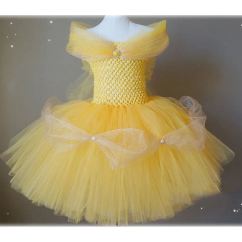 Įkvėpė Gražuolė Suknelė Grožio ir Žvėrys Princesė Suknelė 2-10y Mergina Tutu Suknelė Cosplay Kostiumas Helovinas Baby Girl Vaikai Suknelė