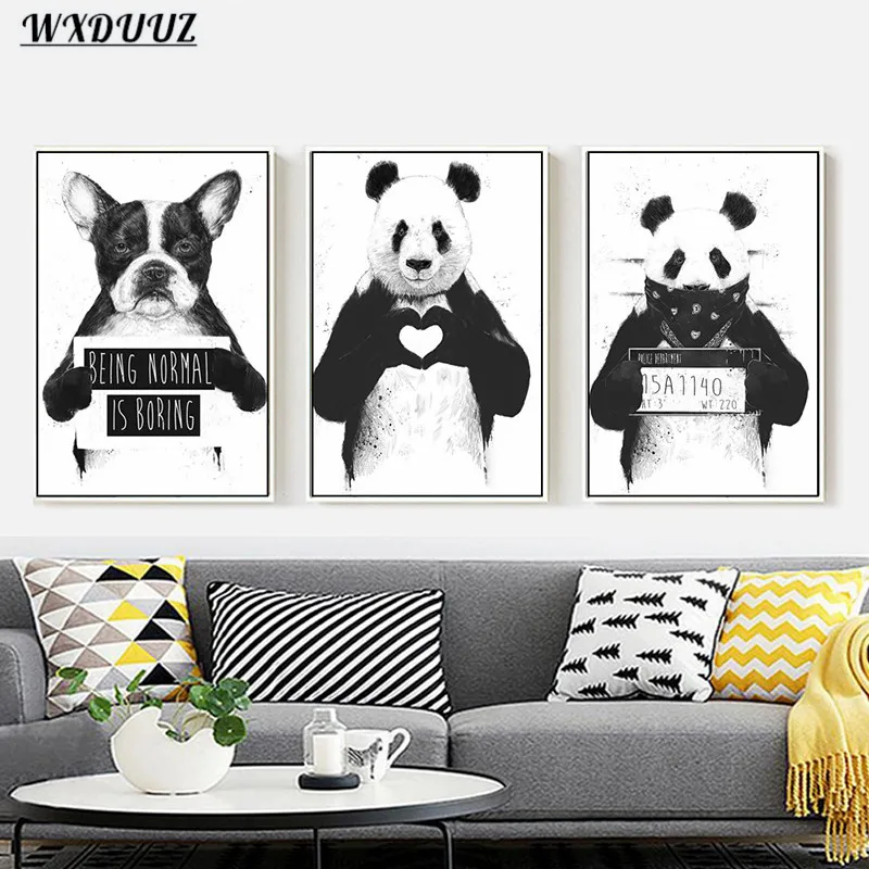 Šiaurės Kūrybos Panda Nei Širdies Šuniuką, Tapyba, Menas, Dekoras, Vaikų Kambarys, Sofa-Sienų Dekoras Nuotraukos Kokybės Drobė Plakatas Namų Dekoro