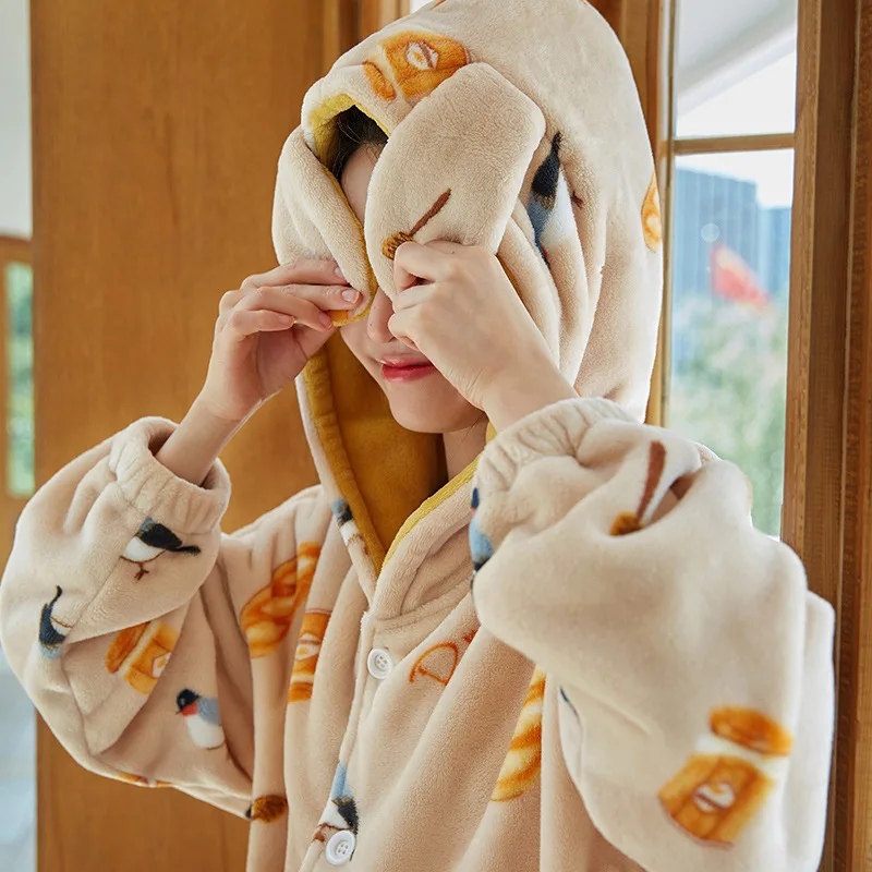 Žiemos Triušio Ausies Gobtuvu Flanelė Pižama Atsitiktinis Šiltą už Porą Moterų, Vyrų KawaII Peach Spausdinimo Sleepwear Fox Dviejų dalių Komplektas Pijamas