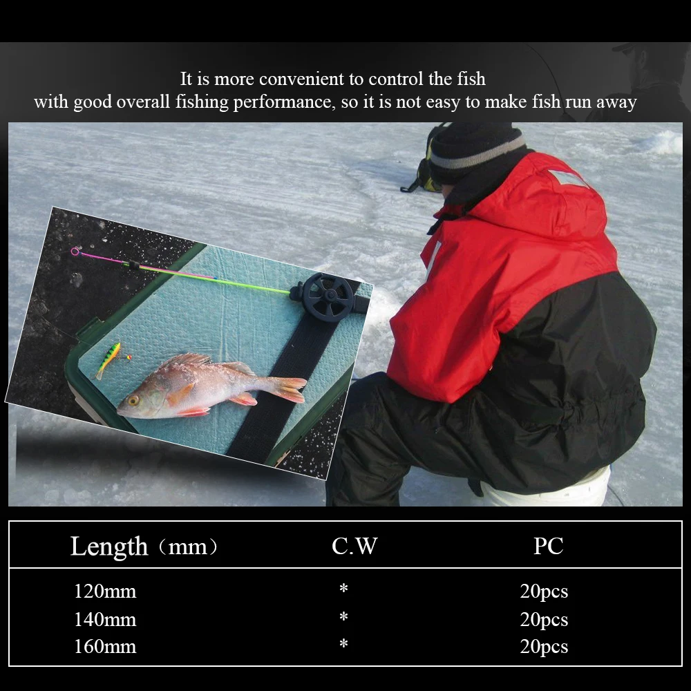 ŽUVŲ KARALIUS 20pcs 120mm/140mm/160mm Žiemos Ledo meškere Viršutinėje Skiltyje Mini Žvejybos Polių Nešiojamų Žvejybos Reikmenys